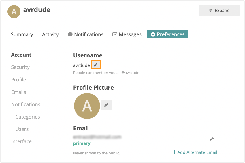 Change your username in the Arduino Forum Arduino Help Center