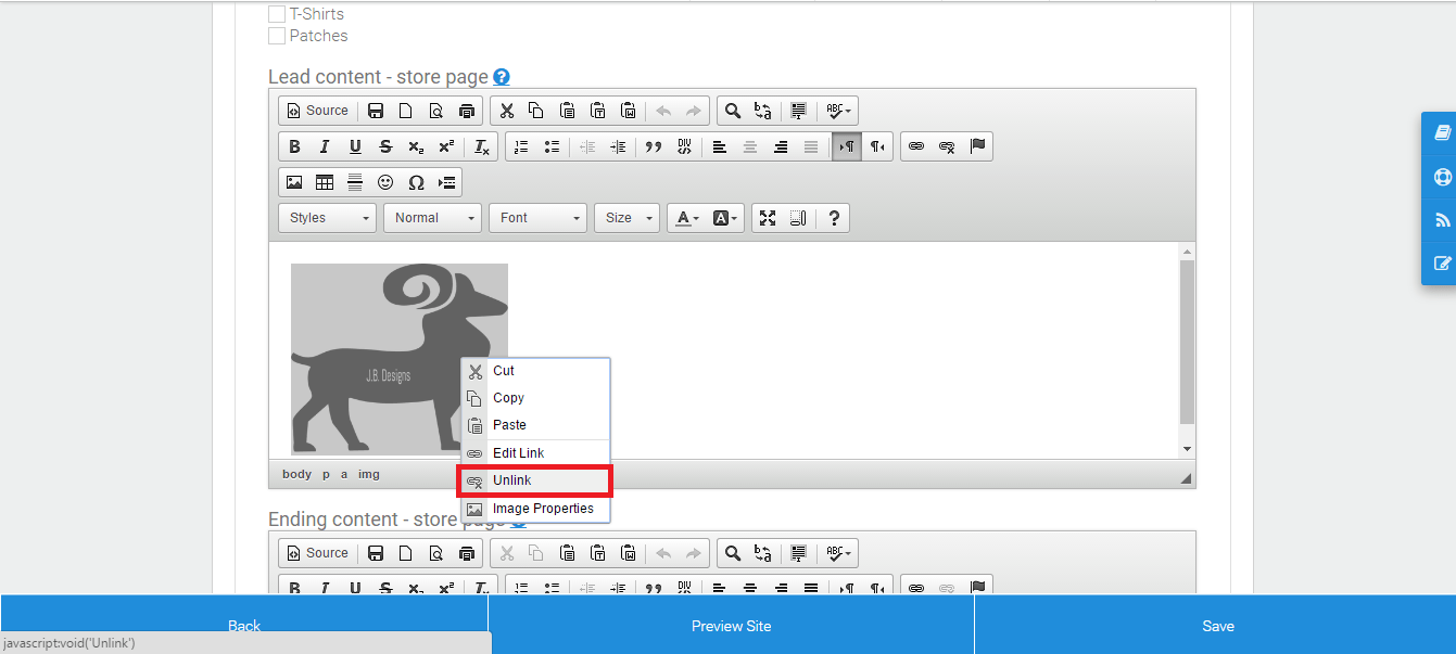 How To Remove Links from Text or Images in the Standard Editor