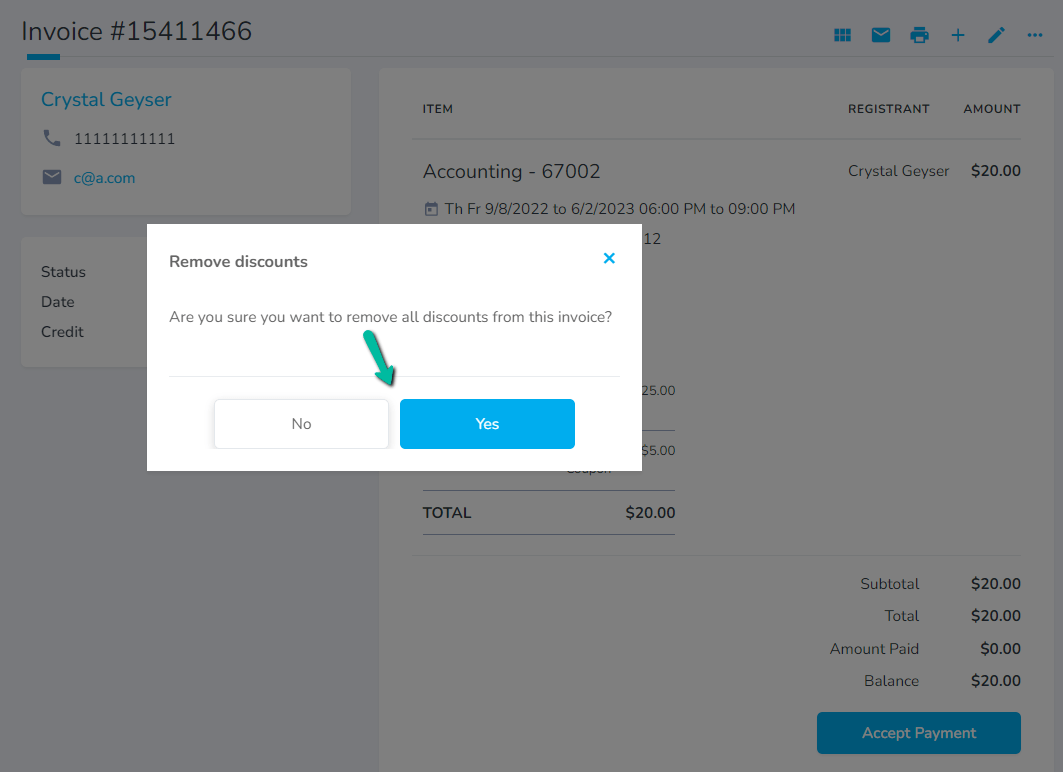 Remove all discounts from an invoice ASAP Vanco