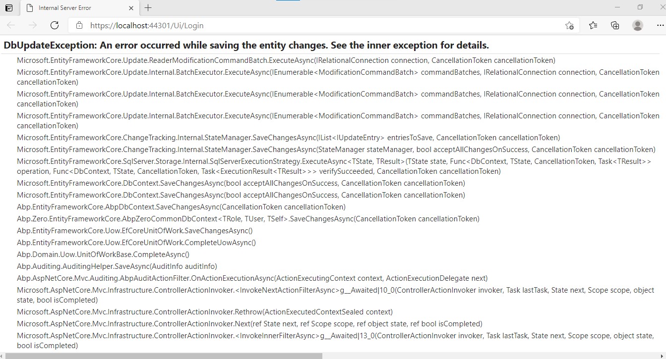 An unhandled exception occurred while processing the request. 10836