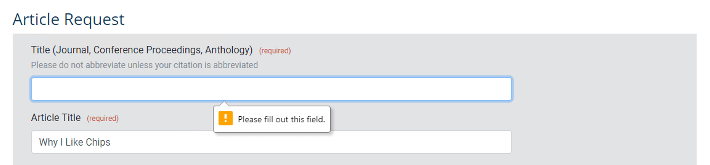Required Field Validation Options for  Forms Atlas Systems