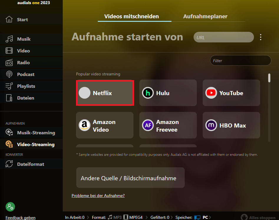 VideoStreaming Netflix aufnehmen Audials Support