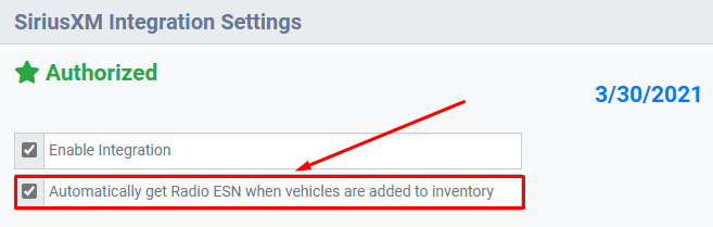 SiriusXM Integration Settings – AutoManager