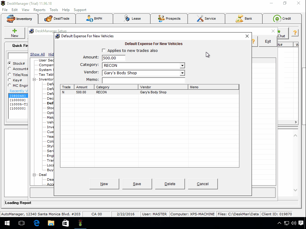 Default Costs AutoManager