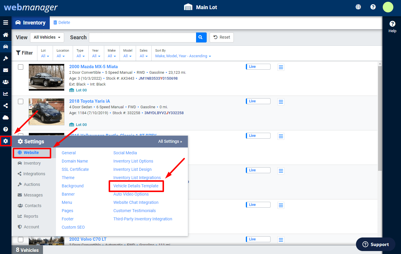 Vehicle Details Template AutoManager