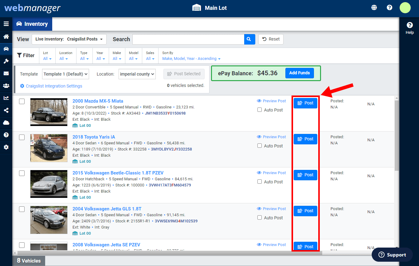 Craigslist Posting Interface Posting AutoManager
