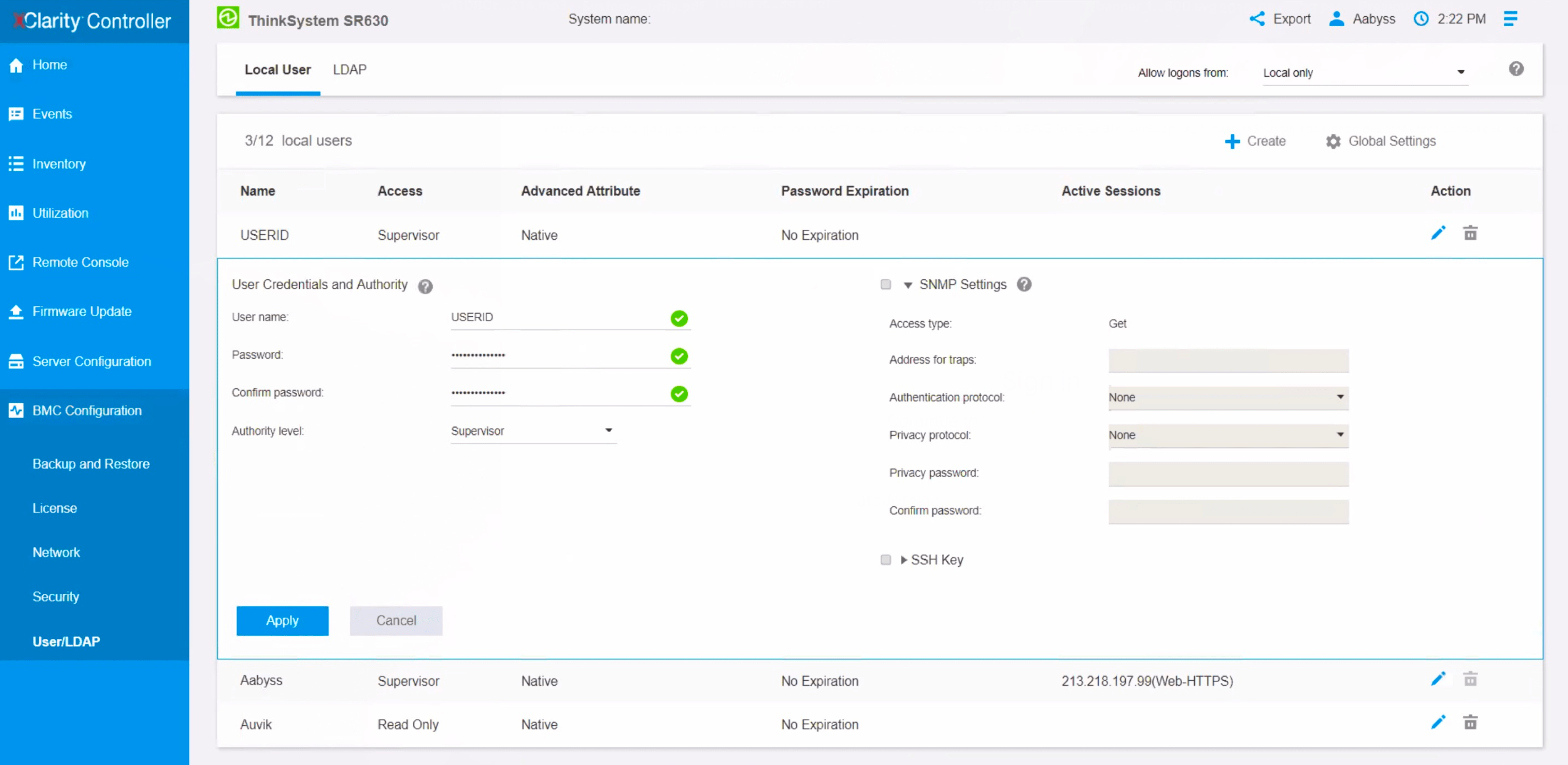 How to enable SNMP on Lenovo XClarity devices Auvik Support