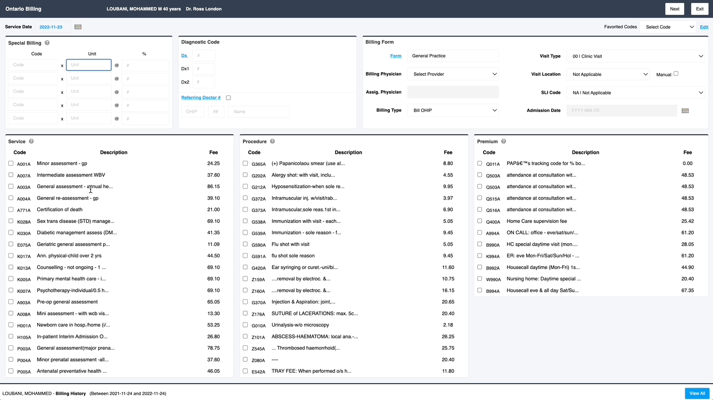 Creating OHIP and 3rd Party Billing Invoices Avaros