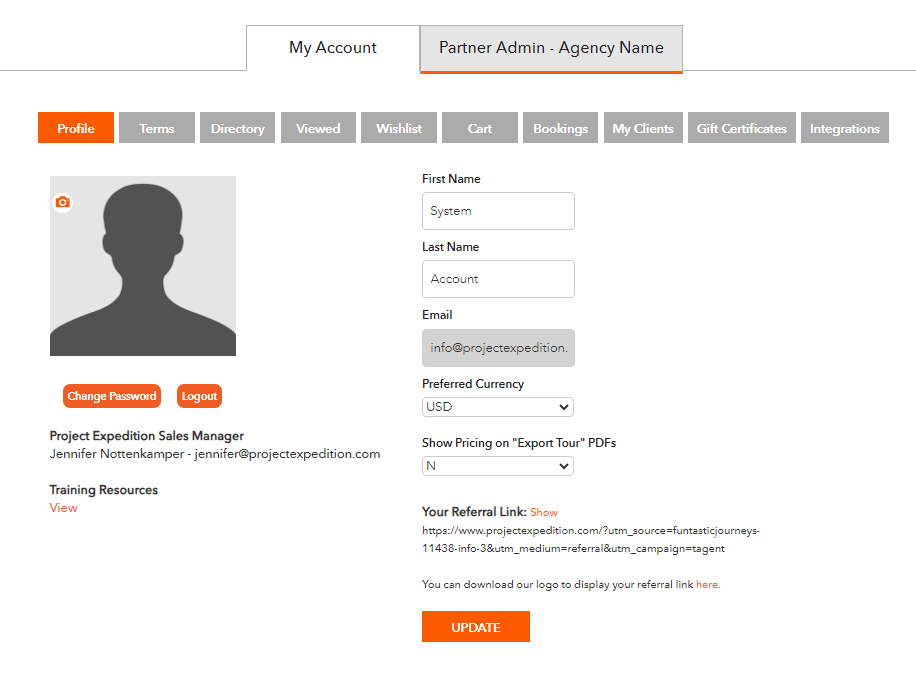 Create a self booking link for Project Expedition AXUS Travel App