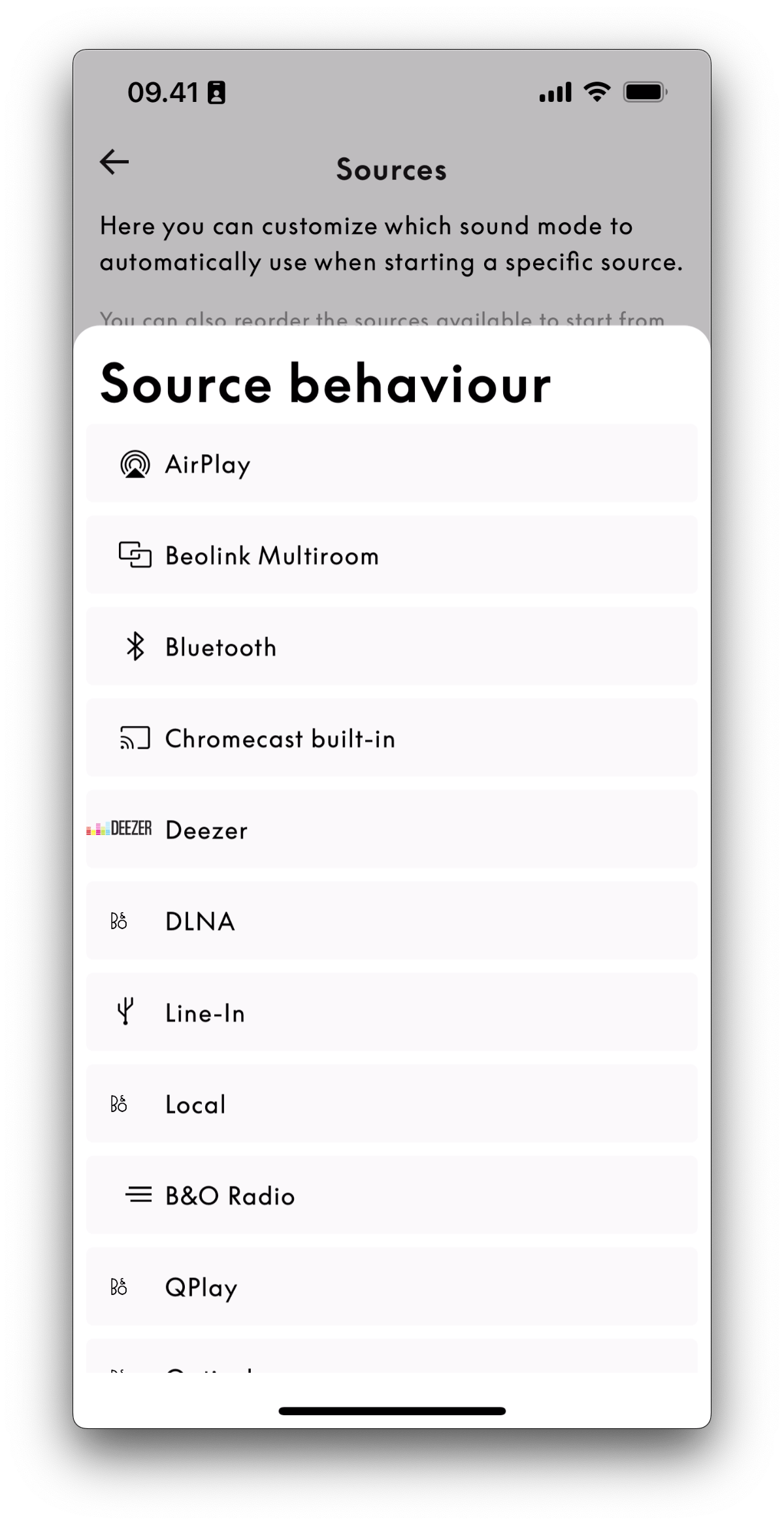 How do I access source-specific settings on Beoconnect Core? – Bang