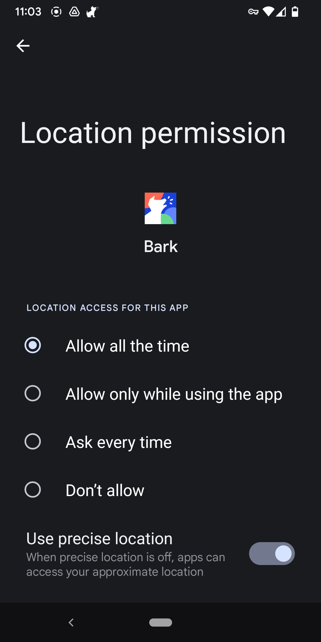 Location alerts and tracking Bark
