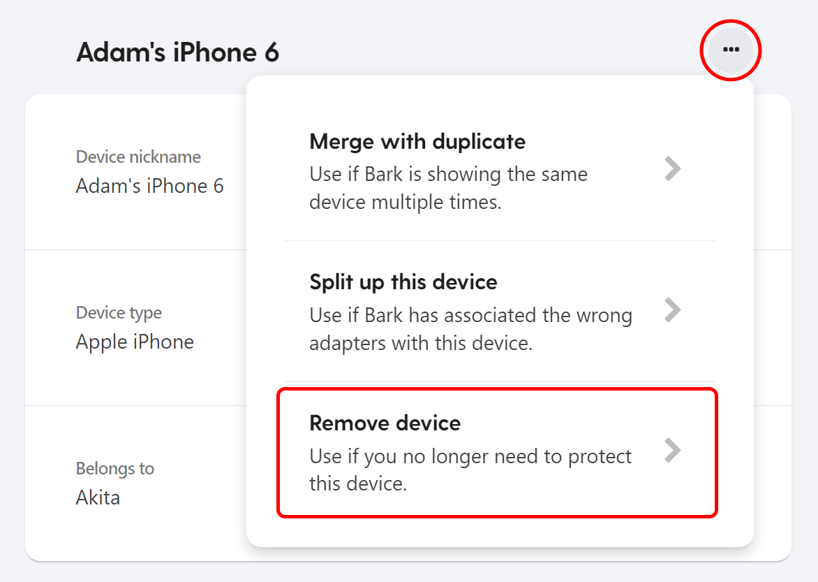 How to remove a device Bark
