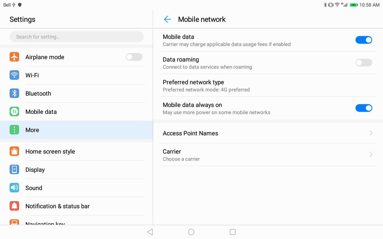 How to change the network mode on my Huawei tablet