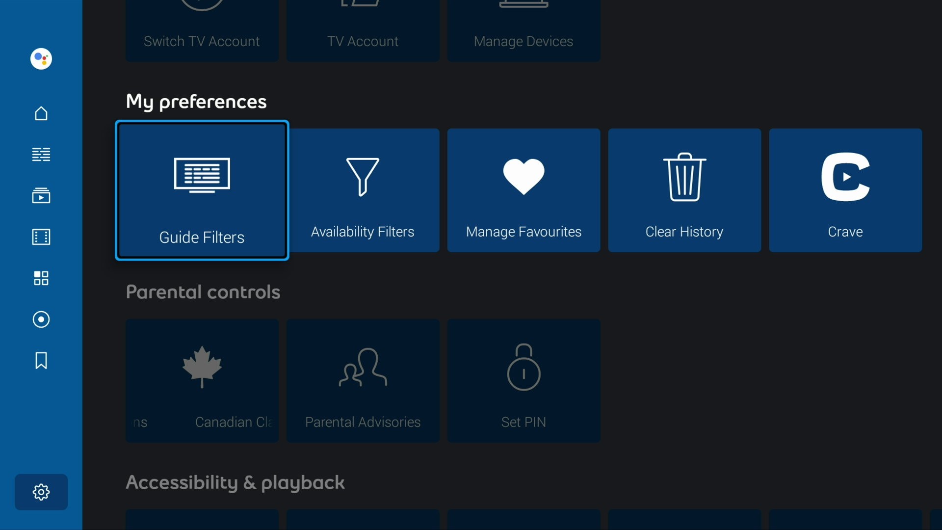 How to filter the guide on the Bell Streamer