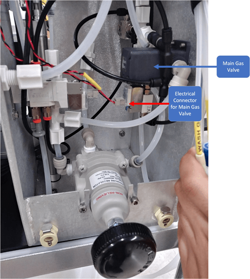Location of Main Gas Valve & Main Gas Channel on Dr. Oligo 192c