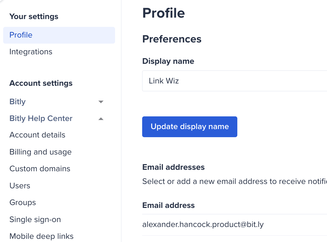 How do I change my display name? Bitly Support
