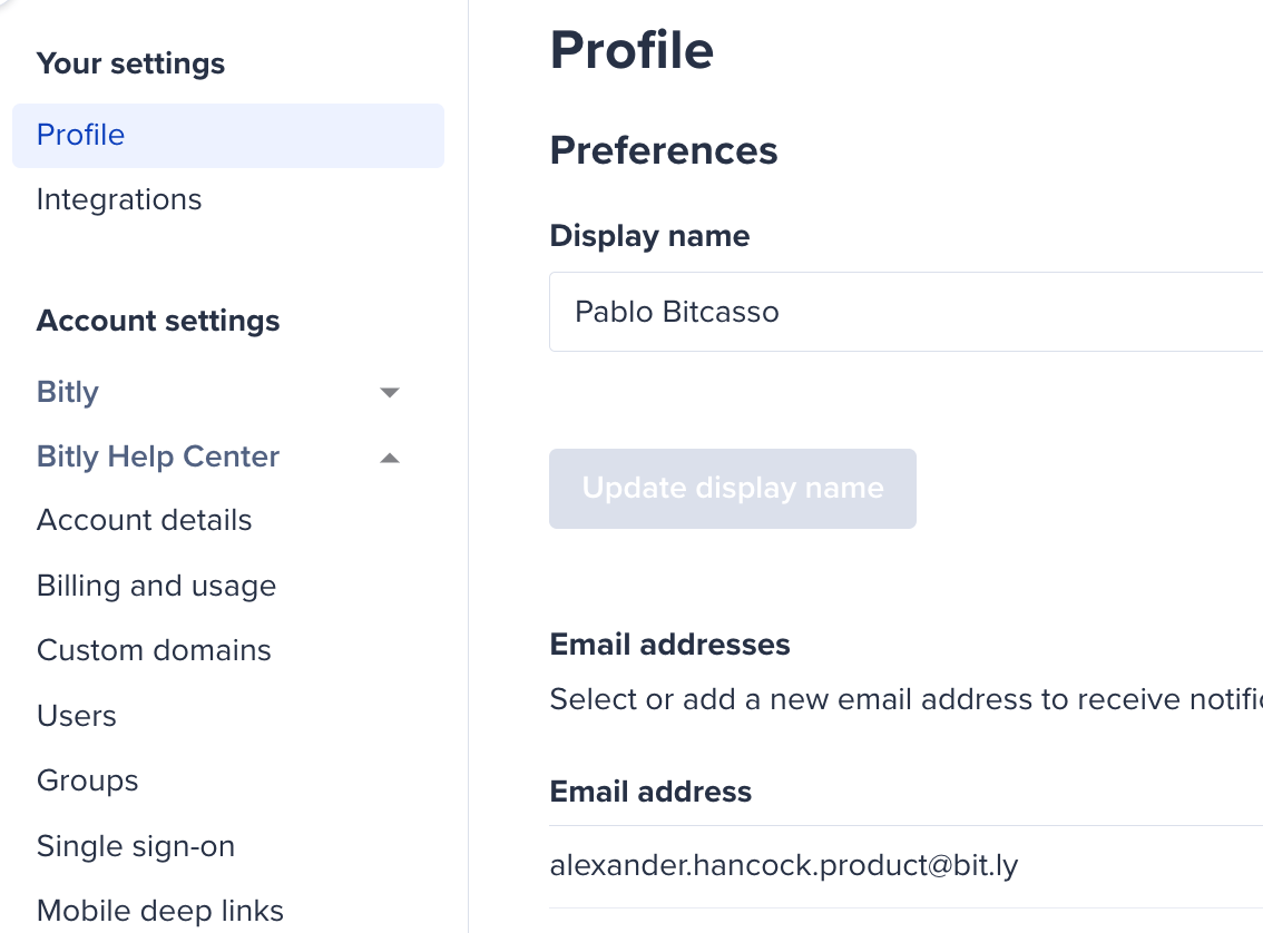 How do I change my display name? Bitly Support
