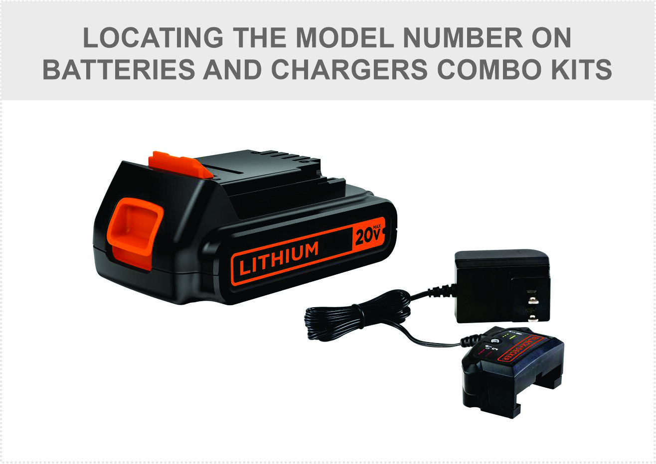 How can I locate the model number on BLACK + DECKER Batteries/Chargers