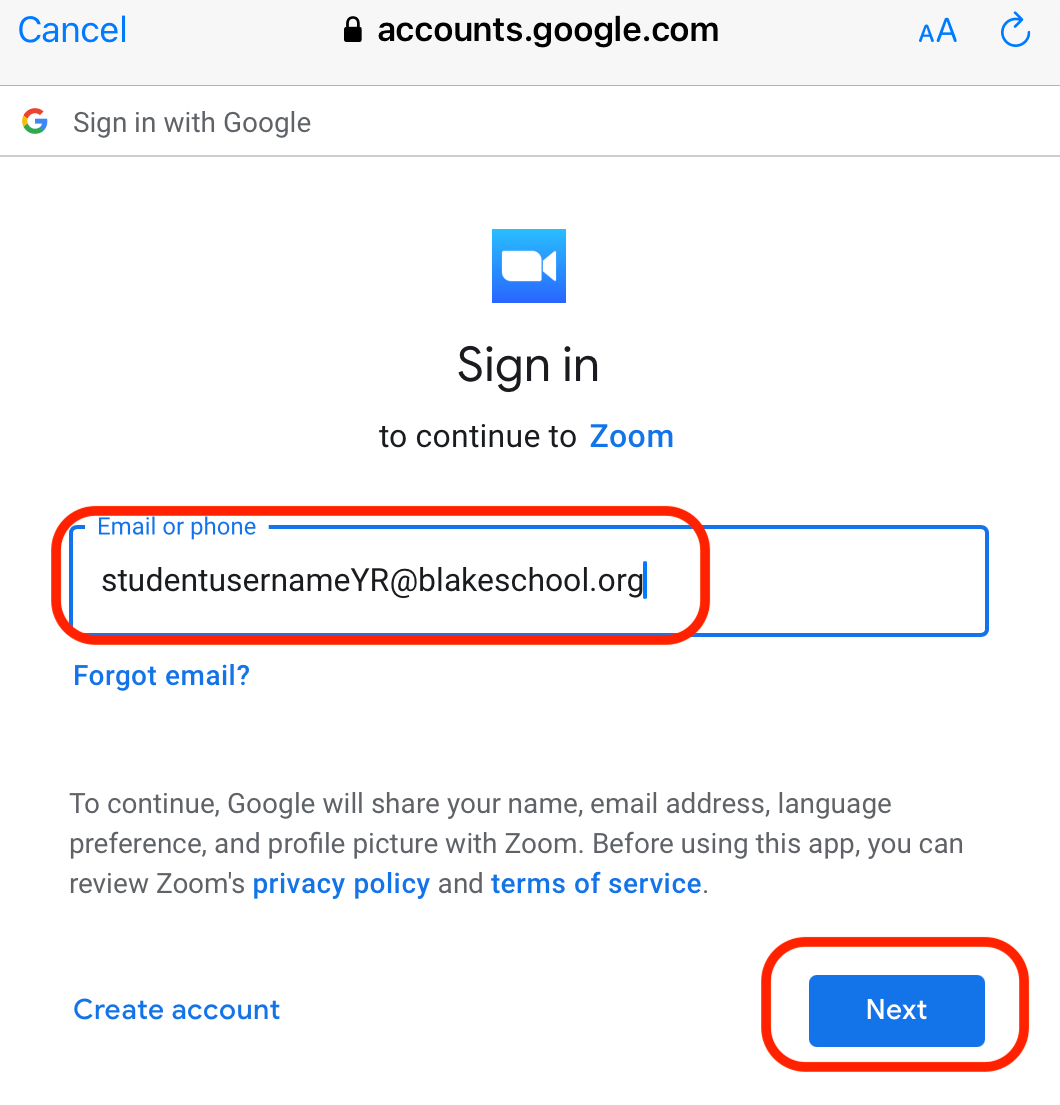 Sign Into Your Blake Zoom Account using the Zoom App on an iPad (Grade