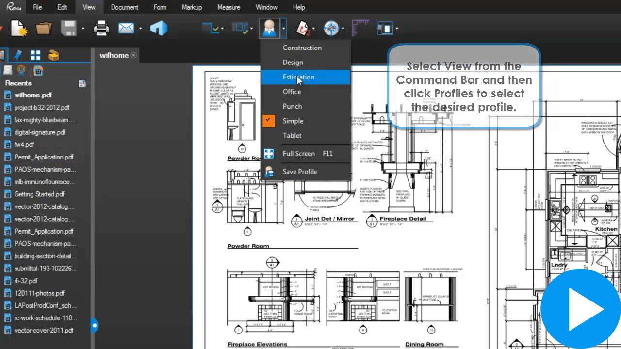 How to change Revu Profiles