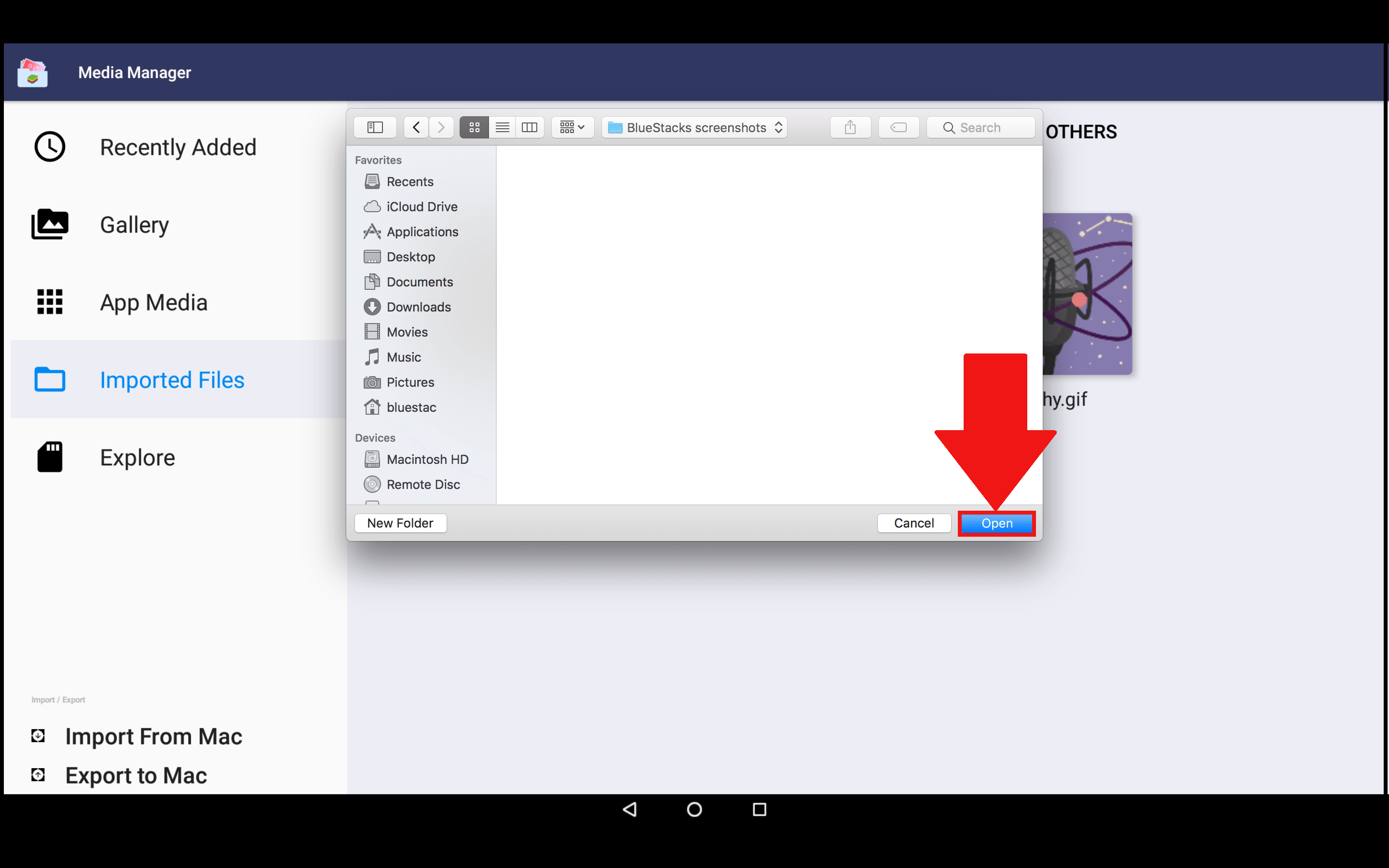 Add file to bluestacks android emulator on mac resbed