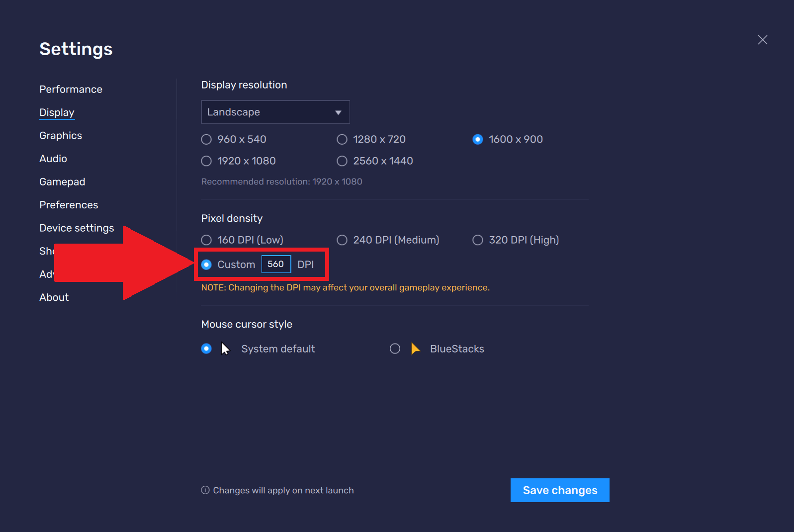 How to set a custom DPI on BlueStacks 5 BlueStacks Support