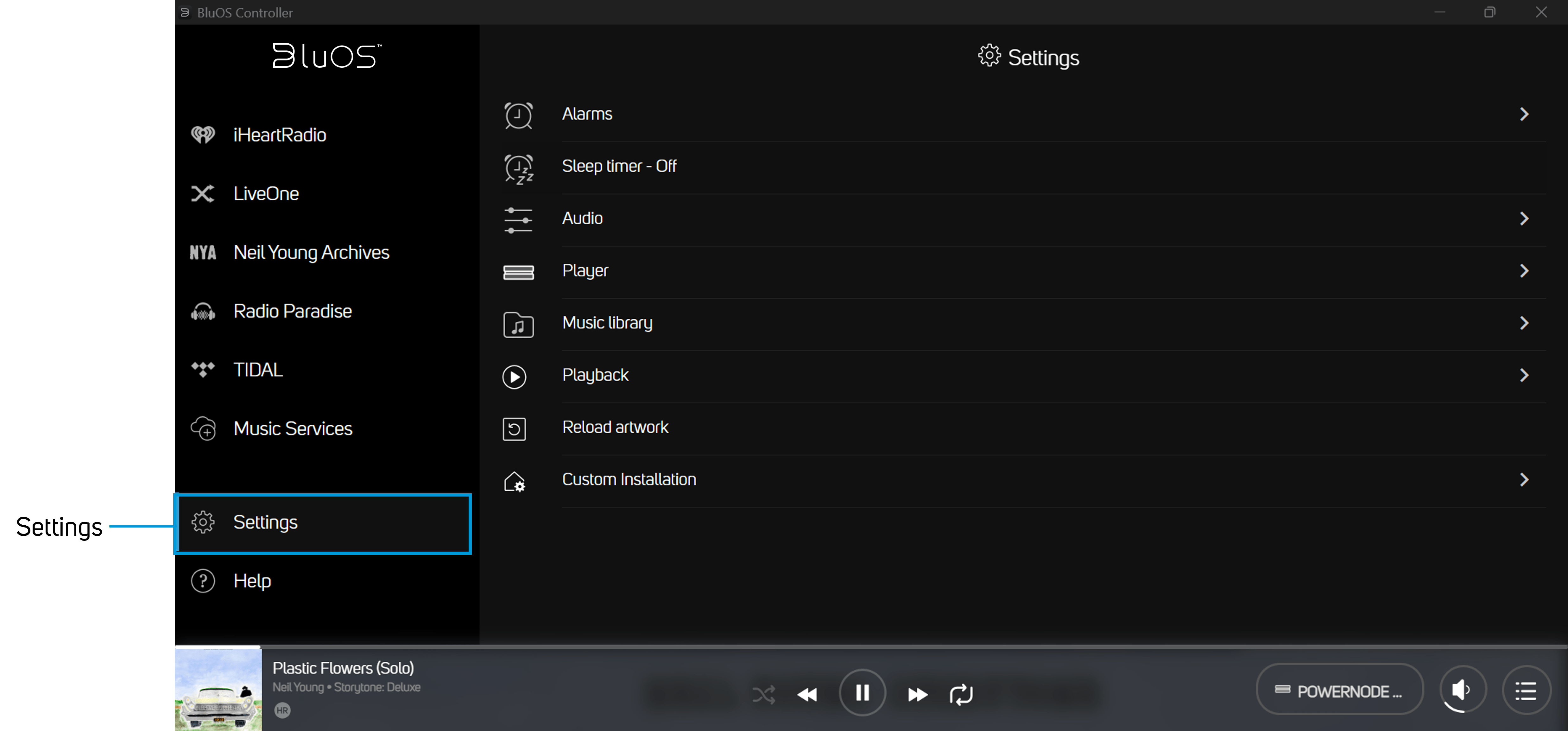 Navigating the Player Settings & Help menu in BluOS 4.0 The BluOS