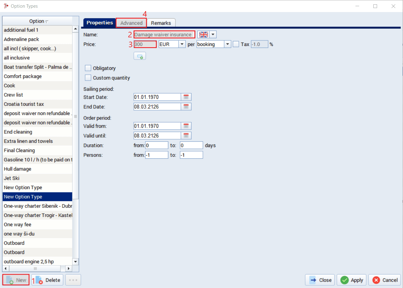 How to set Damage Waiver in the System Booking Manager