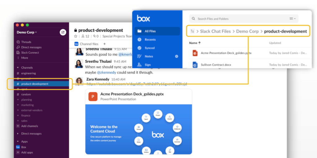 Box folders in Slack Box Support
