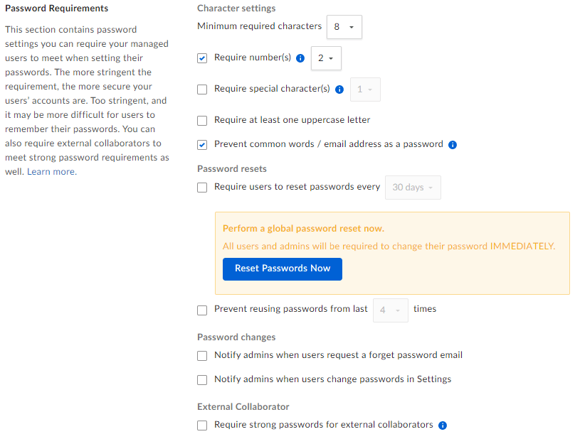 Best Practice Choosing Security Settings Box Support