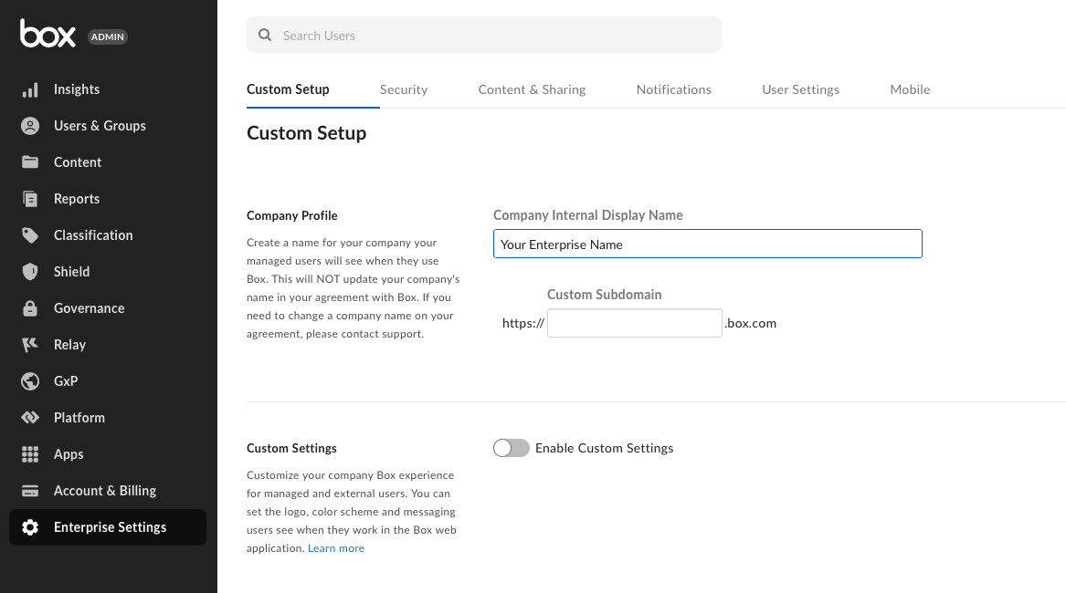 Customize Your Account's Branding Box Support