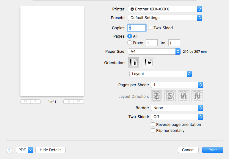 Print Options (Mac) HL‑T4000DW