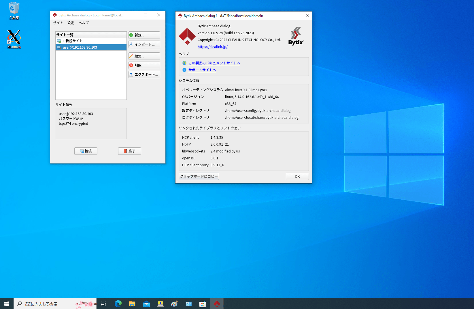 Linux版 Archaea dialog をWindows上でリモート操作する(X11 forwarding) Bytix シリーズ