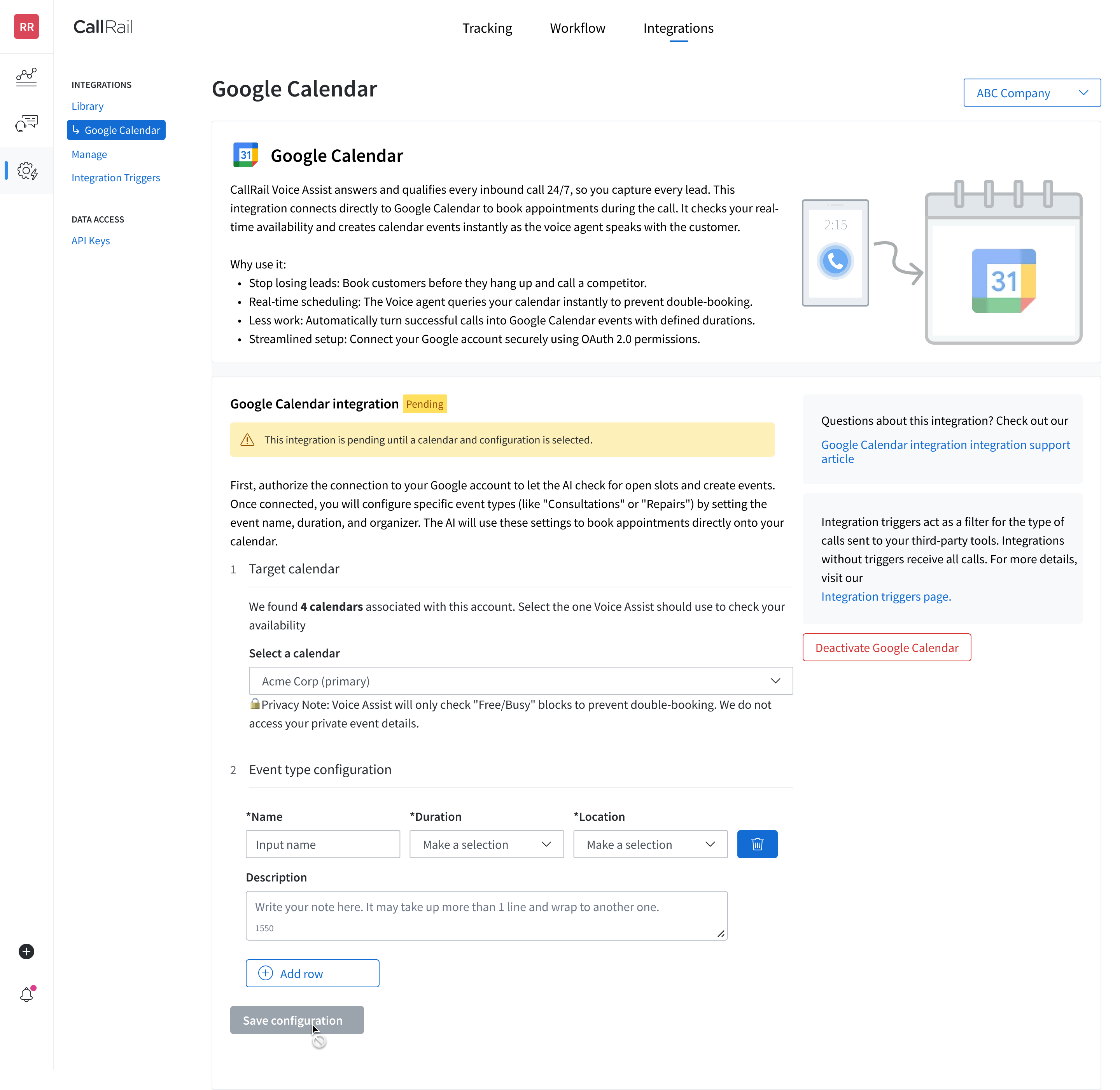 Google Calendar integration CallRail Help Center