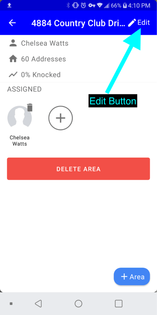 What can I edit about an area that I manage in Canvass? Canvass Support
