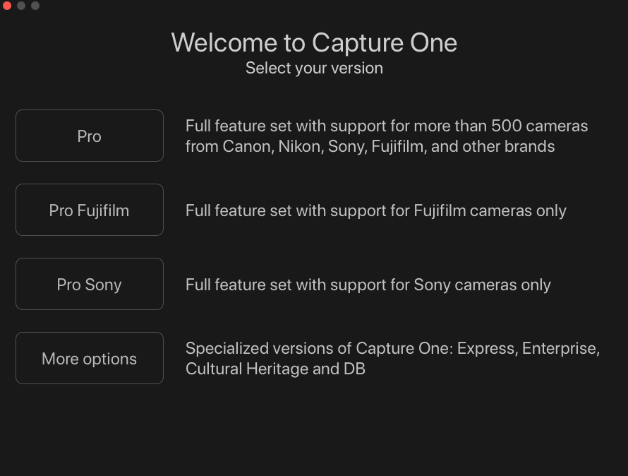 How can I switch to another Capture One product? Home