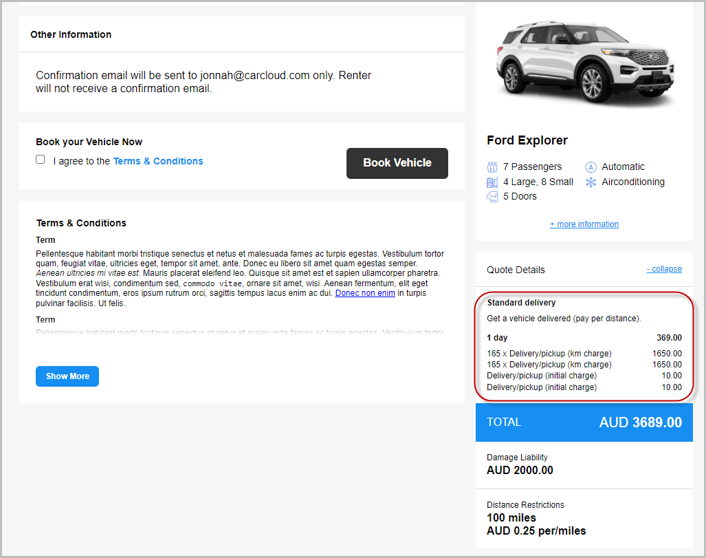 Vehicle Delivery Calculation Profiles Carcloud