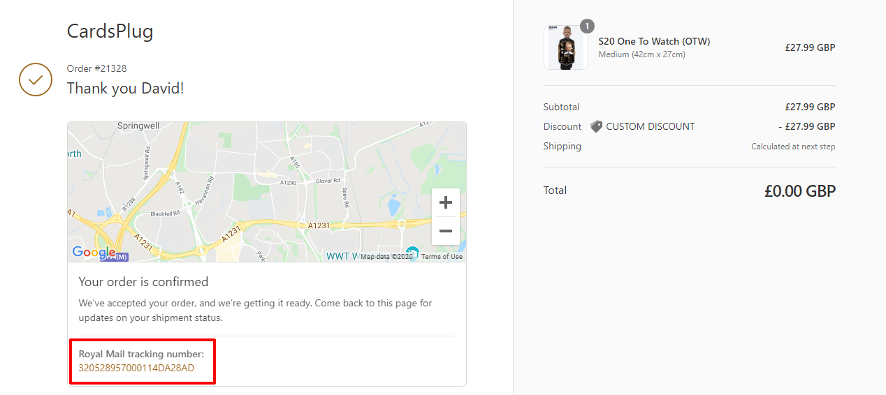 How do i find my tracking number? CardsPlug
