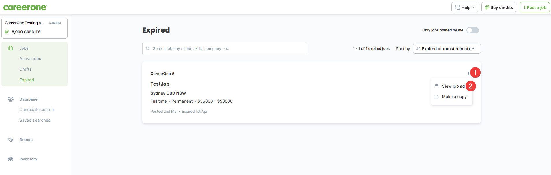 How to print a job. CareerOne