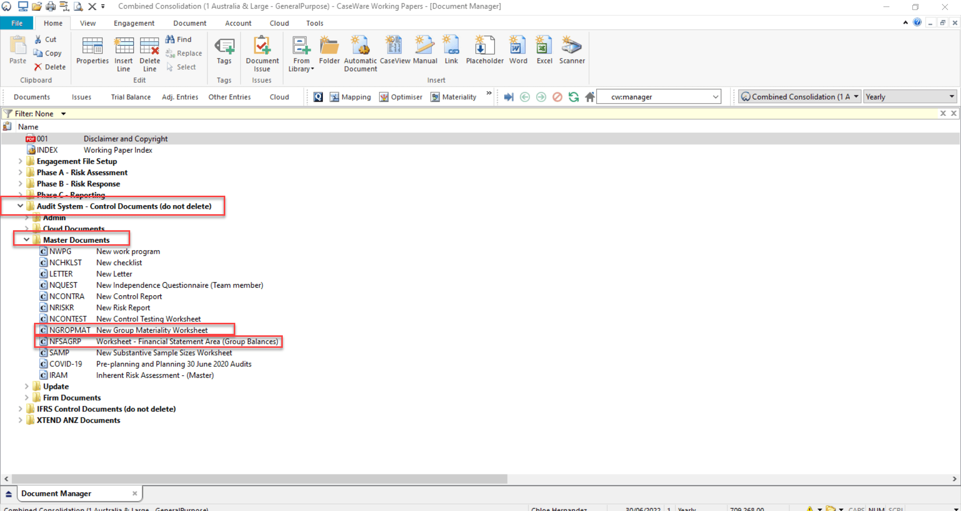How to set up a Group Audit worksheets, NGROPMAT and NFSAGRP?