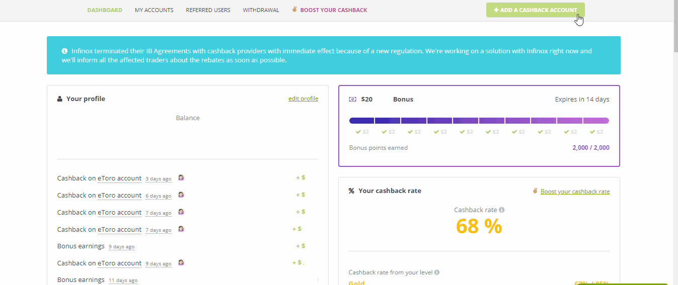 How to add a cashback account? Cashbackcloud Support