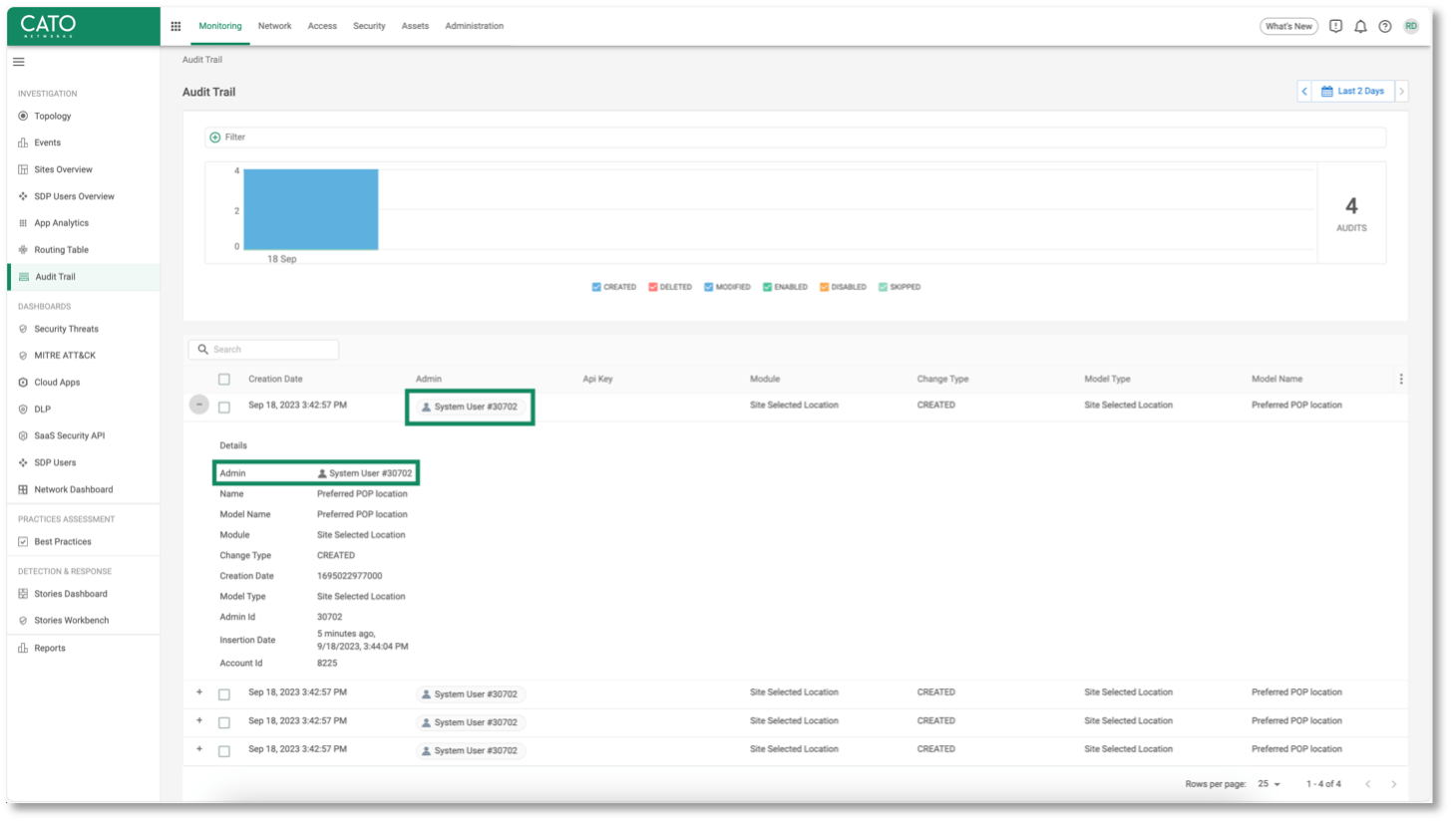Cato Managed Changes in your Cato Management Application Account Cato