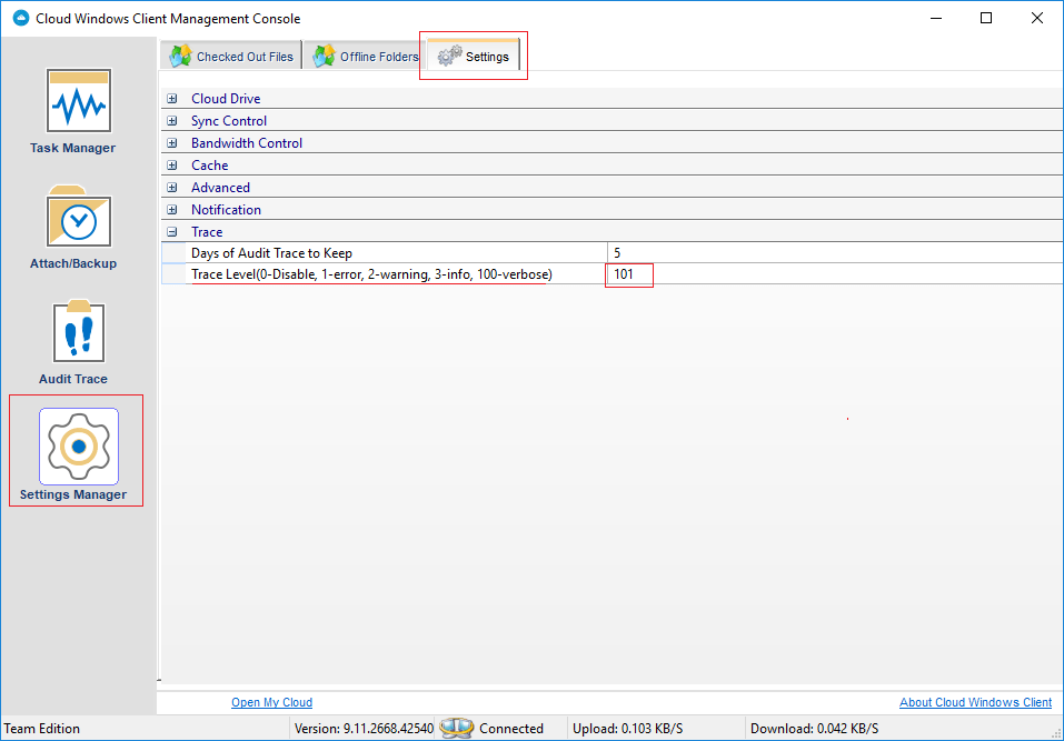 How to enable traces in windows client/server agent?
