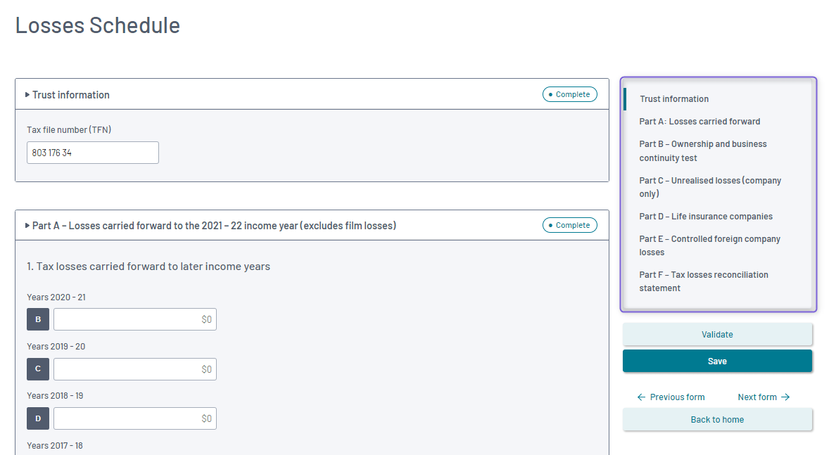 CGT, Losses & Rental Schedules Trust Tax Return Class Support
