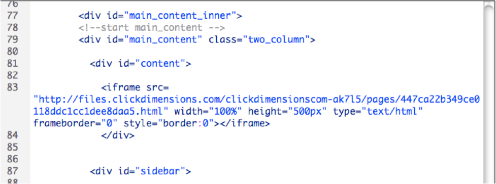 Embedding Web Content ClickDimensions Support