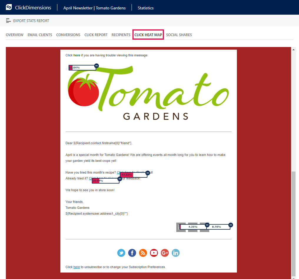 Email Statistics Click Heat Map ClickDimensions Support