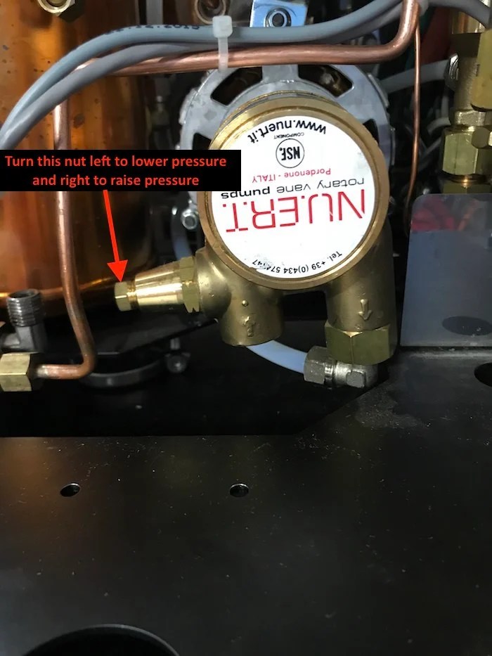LUCCA A53 / La Spaziale Vivaldi Rotary pump pressure adjustment