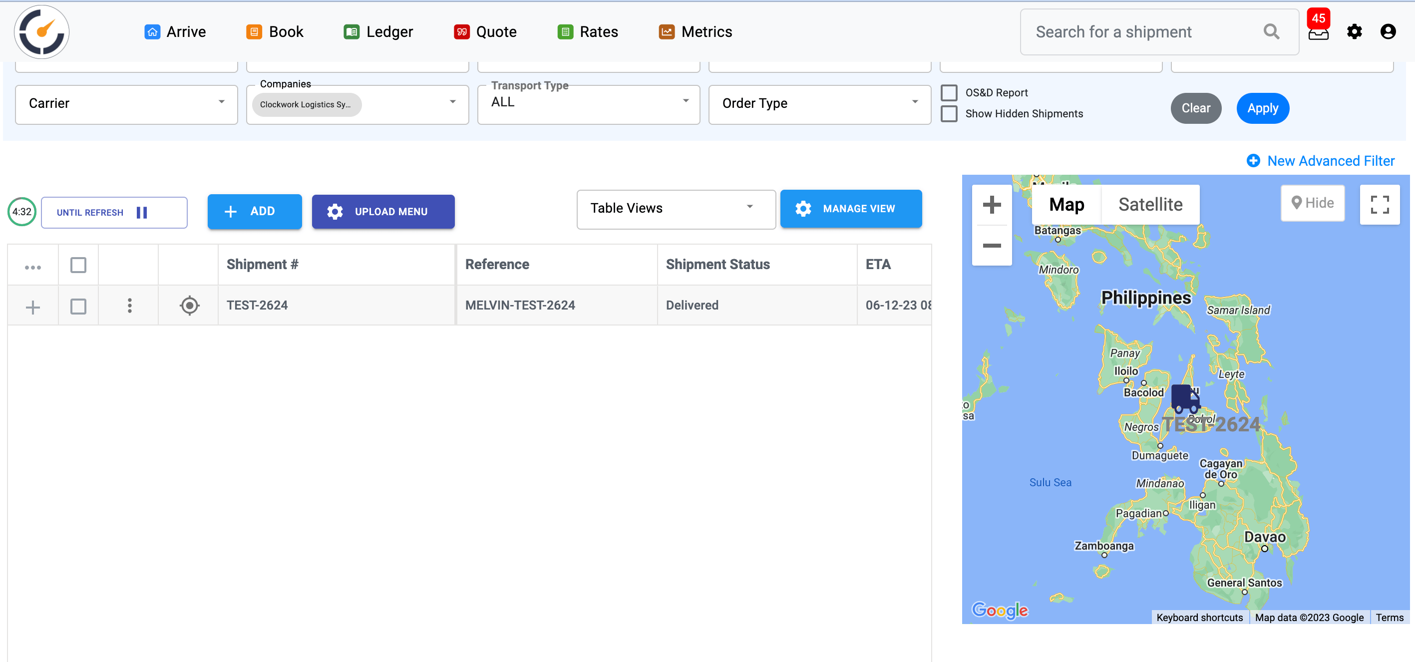 Arrive Home Page Show Map Clockwork Logistics Systems