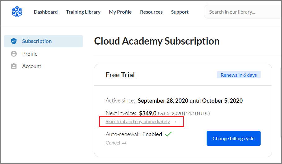 Can I skip the free trial to access locked content? Cloud Academy