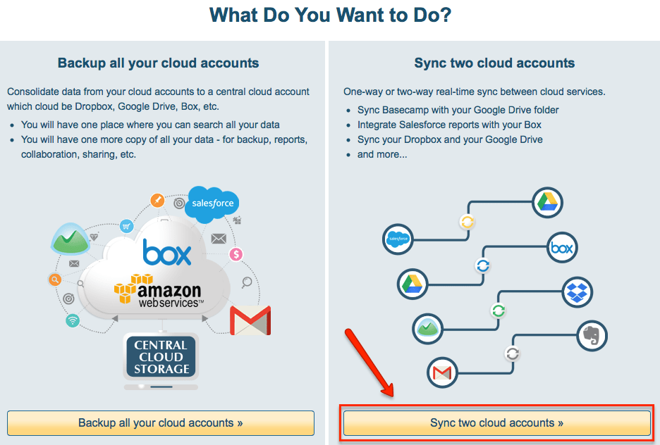 How to start the wizard to sync cloud accounts (single user setup